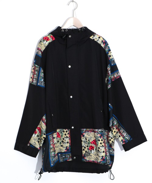 123606：キノコスカーフ柄切替ブルゾン