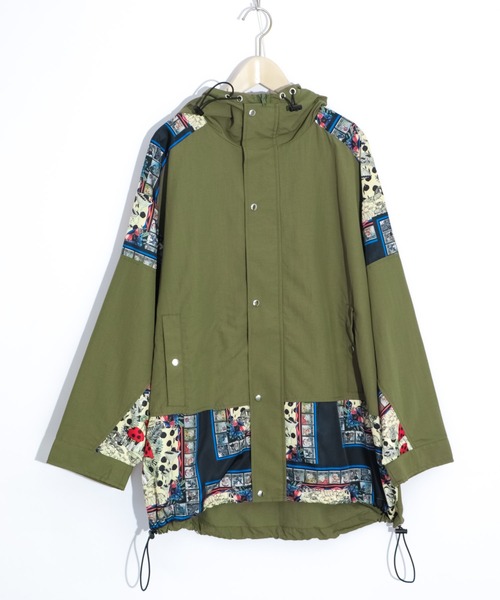 123606：キノコスカーフ柄切替ブルゾン