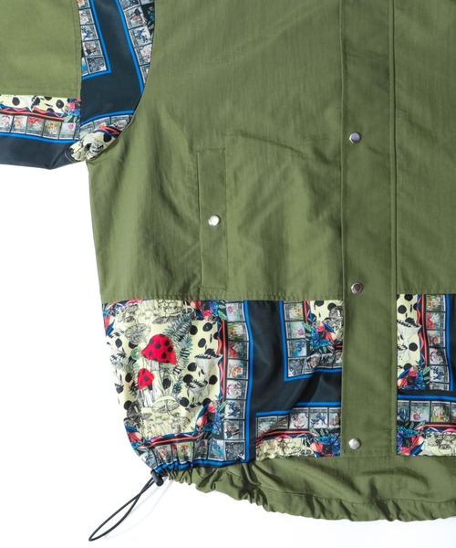 123606：キノコスカーフ柄切替ブルゾン