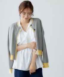 大きいサイズ 配色ショート丈カーディガン miclat