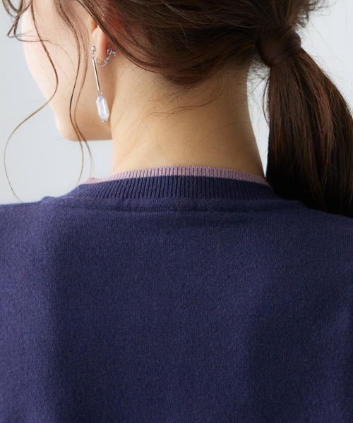 miclat（ミクラ）の「大きいサイズ 配色ショート丈カーディガン miclat（カーディガン/ボレロ・レディース・グレー系/ネイビー系・LL/3L/4L/L）」の4枚目の写真