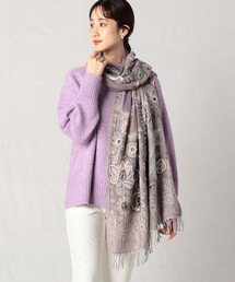 23日迄の価格です　SALUE サルエ リネンウールショール　ジャカード　現行品 Comme Ca Mature（コムサマチュア）の「フラワー ジャカード