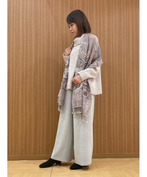 23日迄の価格です　SALUE サルエ リネンウールショール　ジャカード　現行品 Comme Ca Mature（コムサマチュア）の「フラワー ジャカード