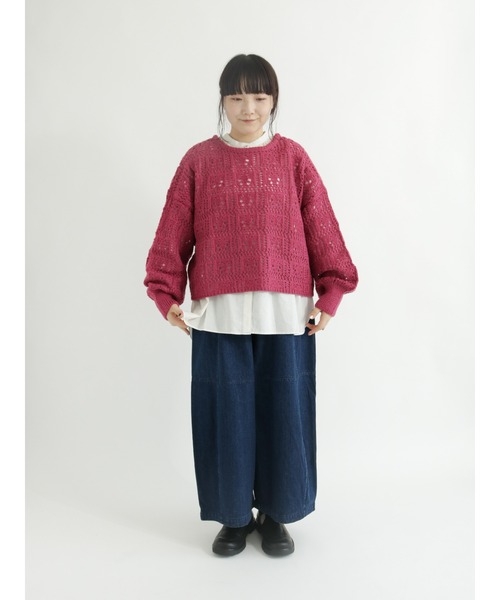 Samansa Mos2(サマンサ モスモス)の「パッチワークデニムパンツ(デニムパンツ・レディース・ネイビー・フリ-)」の2枚目の写真