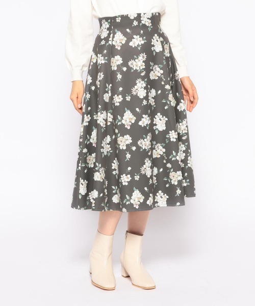 MISCH MASCH(ミッシュマッシュ)の「ブーケフラワーフレアスカート(スカート・レディース・チャコールグレー/ライトグレー・SMALL/MEDIUM)」の1枚目の写真