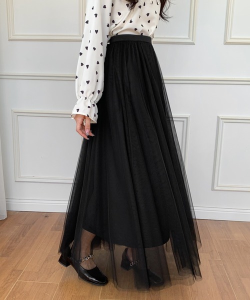 ECLIN（エクラン）の「チュールエアリーボリュームロングスカート（スカート・レディース・ブラック/ベージュ/パープル/ピンク/ブルー・M/L）」の11枚目の写真