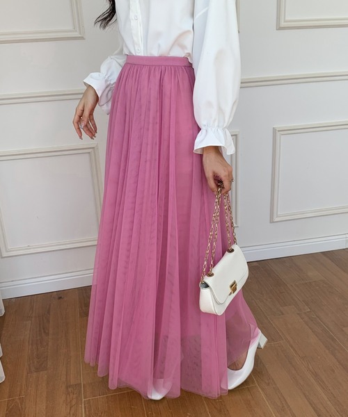 ECLIN（エクラン）の「チュールエアリーボリュームロングスカート（スカート・レディース・ブラック/ベージュ/パープル/ピンク/ブルー・M/L）」の17枚目の写真