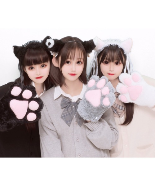 WEGO(ウィゴー)の「WEGO/モコモコにくきゅうグローブ(コスチューム/パーティーグッズ・レディース・グレー/ブラック/ホワイト・FREE)」の18枚目の写真