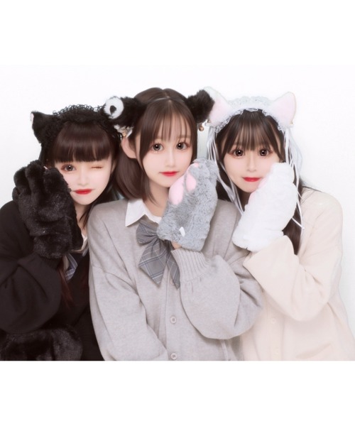 WEGO(ウィゴー)の「WEGO/モコモコにくきゅうグローブ(コスチューム/パーティーグッズ・レディース・グレー/ブラック/ホワイト・FREE)」の8枚目の写真