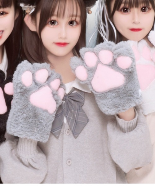 WEGO(ウィゴー)の「WEGO/モコモコにくきゅうグローブ(コスチューム/パーティーグッズ・レディース・グレー/ブラック/ホワイト・FREE)」の5枚目の写真