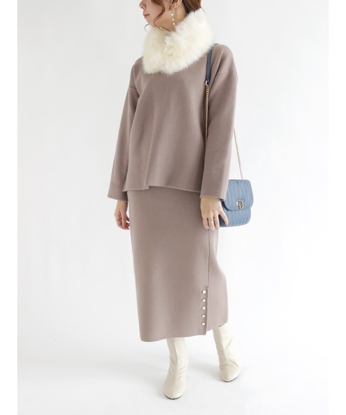 Te chichi(テチチ)の「ファーティペット(ネックウォーマー/スヌード・レディース・モカ/チャコール/オフホワイト・フリ-)」の5枚目の写真