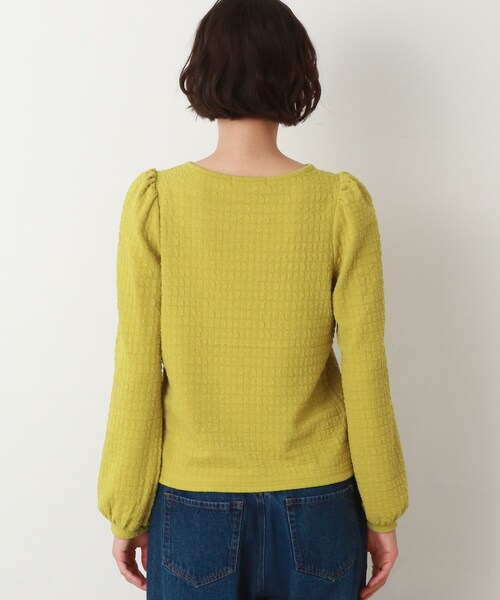 Cutie Blonde(キューティーブロンド)の「◆【ポコポコのデザインが可愛い】ジャカードトップス(Tシャツ/カットソー・レディース・ブラック/アイボリー/黄緑系・02/03)」の17枚目の写真