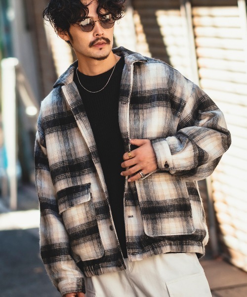 improves（インプローブス）の「ウールタッチ シャギー シャーリングブルゾン（ブルゾン・メンズ・ブラック/チェック・MEDIUM/LARGE）」の2枚目の写真