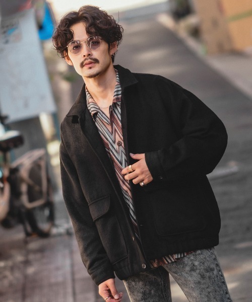 improves（インプローブス）の「ウールタッチ シャギー シャーリングブルゾン（ブルゾン・メンズ・ブラック/チェック・MEDIUM/LARGE）」の3枚目の写真