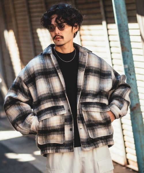 improves（インプローブス）の「ウールタッチ シャギー シャーリングブルゾン（ブルゾン・メンズ・ブラック/チェック・MEDIUM/LARGE）」の8枚目の写真