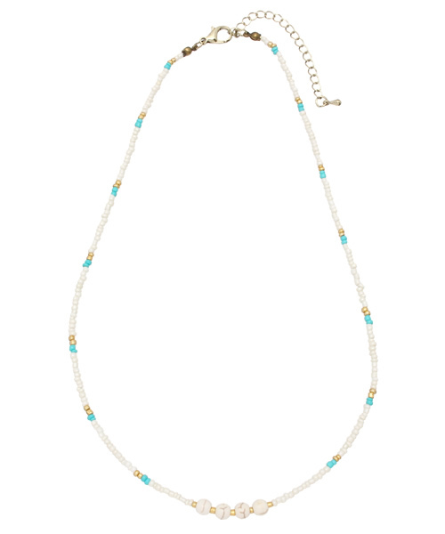 WHO'S WHO gallery（フーズフーギャラリー）の「BM4粒ビーズネックレス（ネックレス・レディース・ホワイト/ネイビー/ターコイズブルー/レッド・FREE）」の2枚目の写真