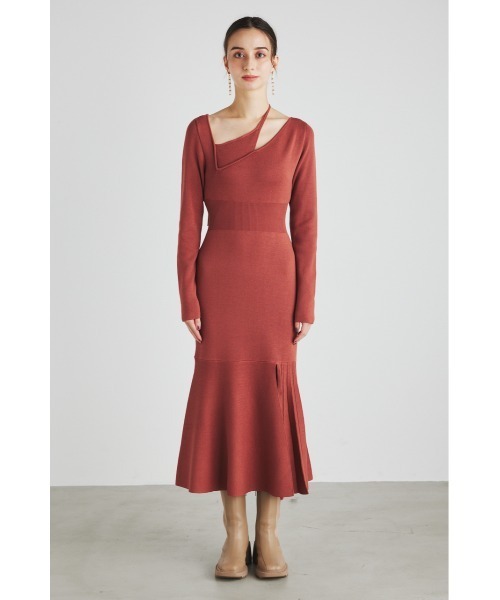 rienda（リエンダ）の「アシンメトリーフロントマーメイドニットワンピース（ワンピース・レディース・ベージュ/ブラウン/ブラック・FREE）」の9枚目の写真