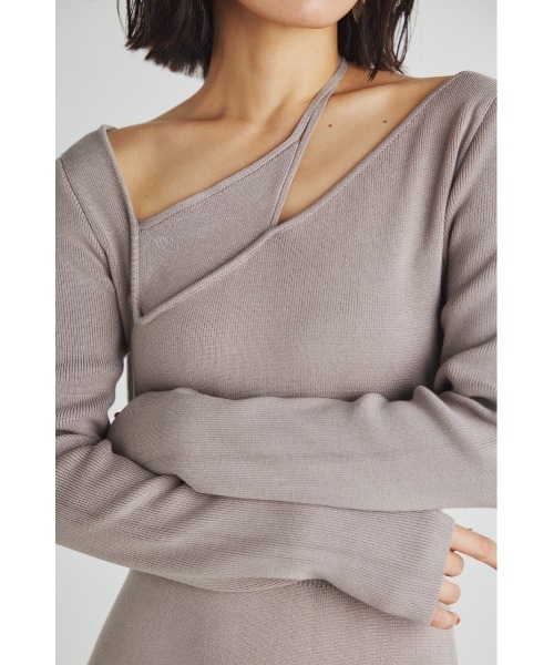 セール】アシンメトリーフロントマーメイドニットワンピース