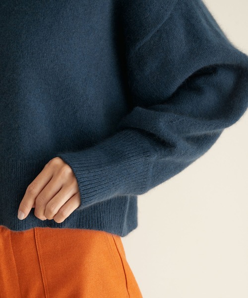 SALON adam et rope'（サロン アダム エ ロペ）の「チャイニーズラクーンウールクロップドニットプルオーバー（ニット/セーター・レディース・ライトグレー/ブラック/ブルー・FREE）」の13枚目の写真