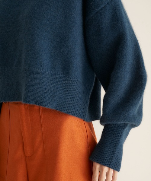 SALON adam et rope'（サロン アダム エ ロペ）の「チャイニーズラクーンウールクロップドニットプルオーバー（ニット/セーター・レディース・ライトグレー/ブラック/ブルー・FREE）」の15枚目の写真