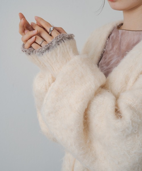 Kastane(カスタネ)の「【サイズ展開あり】ウール混シャギーカーディガン(カーディガン/ボレロ・レディース・イエロー/アイボリー/サックスブルー・M/L)」の19枚目の写真