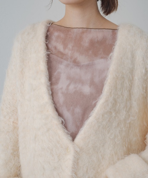 Kastane(カスタネ)の「【サイズ展開あり】ウール混シャギーカーディガン(カーディガン/ボレロ・レディース・イエロー/アイボリー/サックスブルー・M/L)」の9枚目の写真