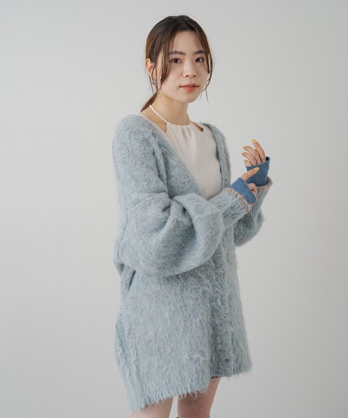 Kastane(カスタネ)の「【サイズ展開あり】ウール混シャギーカーディガン(カーディガン/ボレロ・レディース・イエロー/アイボリー/サックスブルー・M/L)」の11枚目の写真