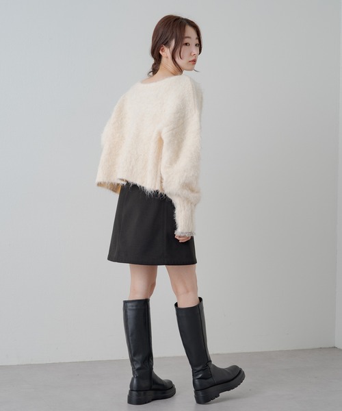 Kastane(カスタネ)の「【サイズ展開あり】ウール混シャギーカーディガン(カーディガン/ボレロ・レディース・イエロー/アイボリー/サックスブルー・M/L)」の5枚目の写真