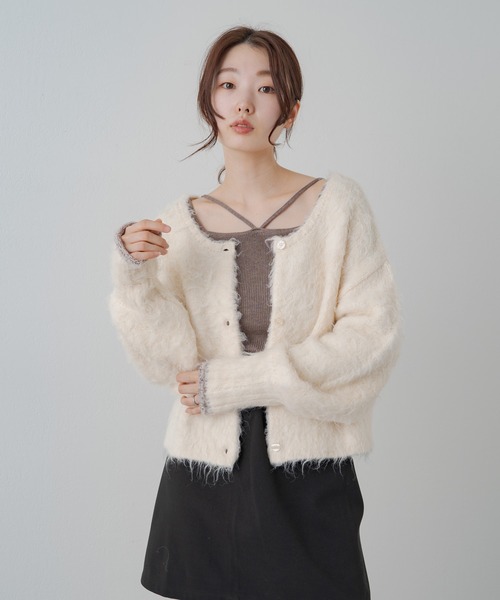 Kastane(カスタネ)の「【サイズ展開あり】ウール混シャギーカーディガン(カーディガン/ボレロ・レディース・イエロー/アイボリー/サックスブルー・M/L)」の14枚目の写真