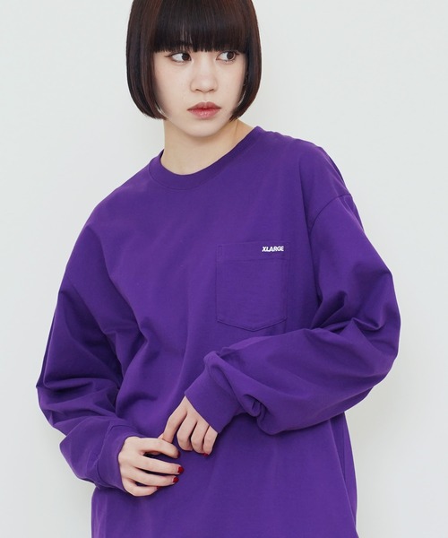 XLARGE(エクストララージ)の「XLARGE / エクストララージ MINI STANDARD LOGO L/S POCKET TEE ロンT(Tシャツ/カットソー・メンズ・パープル/ホワイト/グリーン/ブラック・SMALL/MEDIUM/LARGE/X-LARGE)」の4枚目の写真