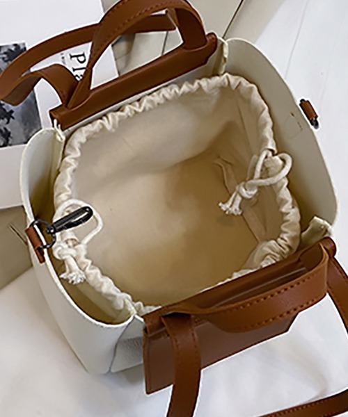 MAISON BREEZE(メゾンブリーズ)の「【MAISON BREEZE】バイカラーフロントポケット2WAYショルダーバッグ KNF(ショルダーバッグ・レディース・ホワイト/ベージュ・FREE)」の5枚目の写真