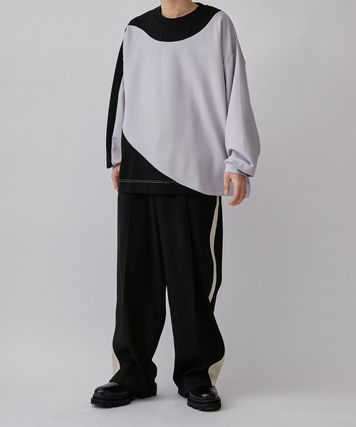 Lui's（ルイス）の「アシメ切替ポンチスウェット（Tシャツ/カットソー・メンズ・ブラウン/ブラック・S/M）」の6枚目の写真