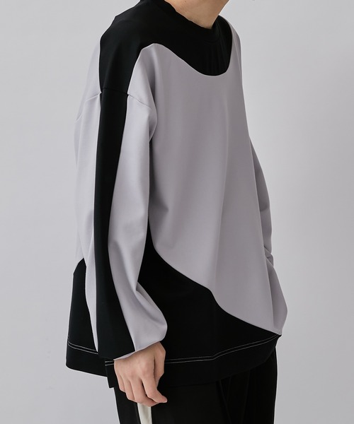 Lui's（ルイス）の「アシメ切替ポンチスウェット（Tシャツ/カットソー・メンズ・ブラウン/ブラック・S/M）」の4枚目の写真