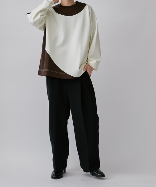 Lui's（ルイス）の「アシメ切替ポンチスウェット（Tシャツ/カットソー・メンズ・ブラウン/ブラック・S/M）」の12枚目の写真