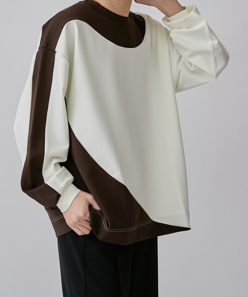 Lui's（ルイス）の「アシメ切替ポンチスウェット（Tシャツ/カットソー・メンズ・ブラウン/ブラック・S/M）」の8枚目の写真