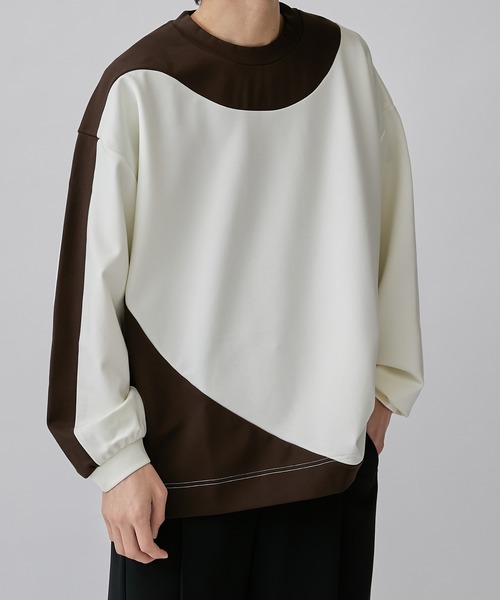 Lui's（ルイス）の「アシメ切替ポンチスウェット（Tシャツ/カットソー・メンズ・ブラウン/ブラック・S/M）」の9枚目の写真