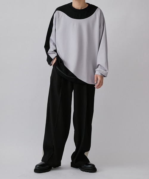 Lui's（ルイス）の「アシメ切替ポンチスウェット（Tシャツ/カットソー・メンズ・ブラウン/ブラック・S/M）」の7枚目の写真