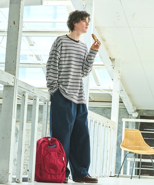 EMMA CLOTHES(エマクローズ)の「オーバーサイズ マルチボーダーニットライク ロングスリーブTシャツ EMMA CLOTHES 2023(Tシャツ/カットソー・メンズ・ブラック/ブルー/グレー・L/M)」の22枚目の写真