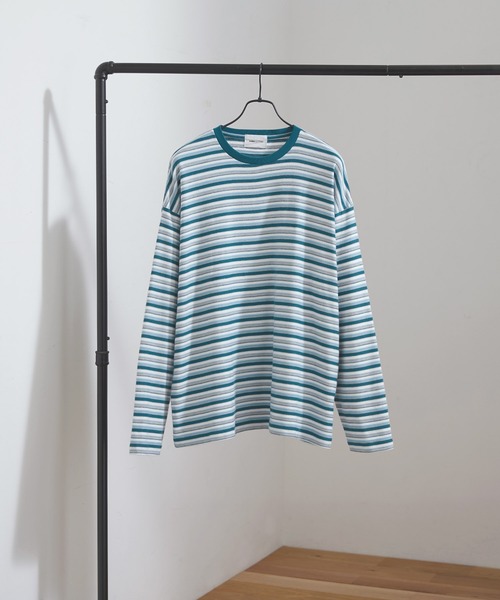 EMMA CLOTHES(エマクローズ)の「オーバーサイズ マルチボーダーニットライク ロングスリーブTシャツ EMMA CLOTHES 2023(Tシャツ/カットソー・メンズ・ブラック/ブルー/グレー・L/M)」の11枚目の写真