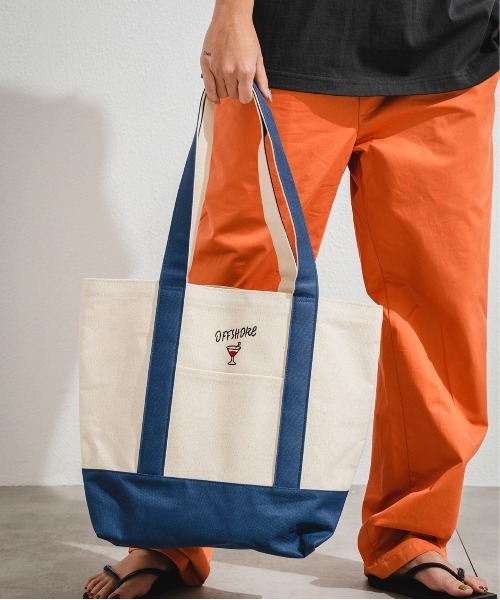 OFFSHORE（オフショア）の「HANDWRITING TOTE BAG/90's手書きグラフィック トートバック（トートバッグ・メンズ・ネイビー・FREE）」の4枚目の写真