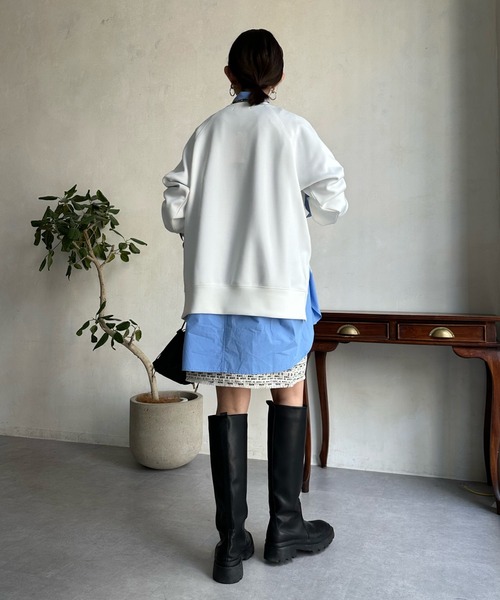 DouDou(ドゥドゥ)の「【WEB限定】エンボスロゴダンボール(スウェット・レディース・ブラック/スカイブルー/オフホワイト・FREE)」の8枚目の写真