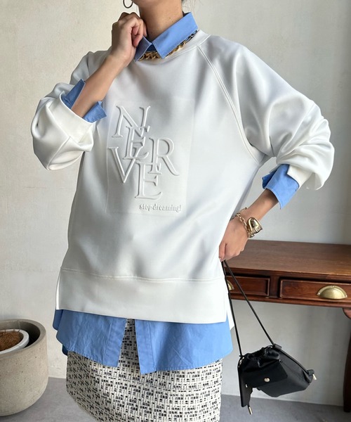 DouDou(ドゥドゥ)の「【WEB限定】エンボスロゴダンボール(スウェット・レディース・ブラック/スカイブルー/オフホワイト・FREE)」の9枚目の写真