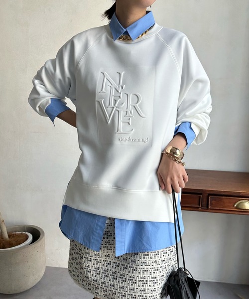 DouDou(ドゥドゥ)の「【WEB限定】エンボスロゴダンボール(スウェット・レディース・ブラック/スカイブルー/オフホワイト・FREE)」の10枚目の写真