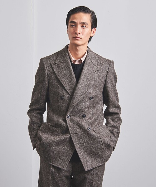 ツイード 6ボタン ダブル ジャケット