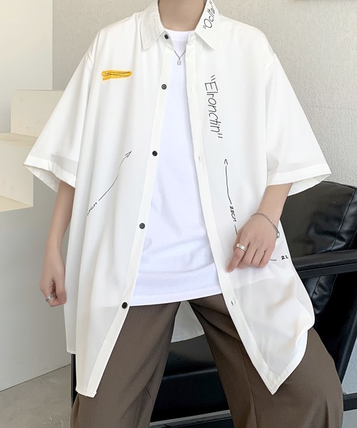 FVLMEN（フルメン）の「【FVLMEN】logoprint halfsleeve shirt/ロゴプリント ハーフスリーブ シャツ（シャツ/ブラウス・メンズ・ブラック/ブルー/ホワイト・MEDIUM/LARGE/X-LARGE）」の5枚目の写真