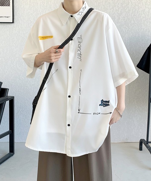 FVLMEN（フルメン）の「【FVLMEN】logoprint halfsleeve shirt/ロゴプリント ハーフスリーブ シャツ（シャツ/ブラウス・メンズ・ブラック/ブルー/ホワイト・MEDIUM/LARGE/X-LARGE）」の8枚目の写真