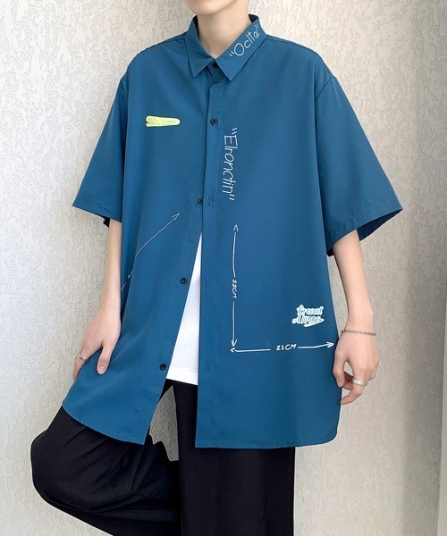 FVLMEN（フルメン）の「【FVLMEN】logoprint halfsleeve shirt/ロゴプリント ハーフスリーブ シャツ（シャツ/ブラウス・メンズ・ブラック/ブルー/ホワイト・MEDIUM/LARGE/X-LARGE）」の13枚目の写真