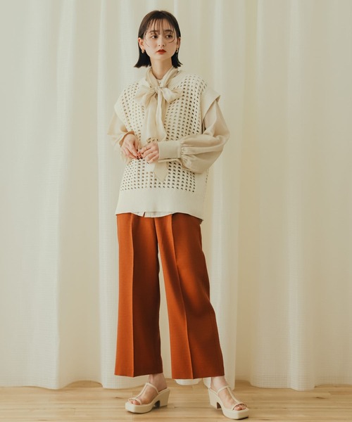 【限定セール】simpleproject ニットベスト ウール混サイドベルトニットベスト(982-10002)