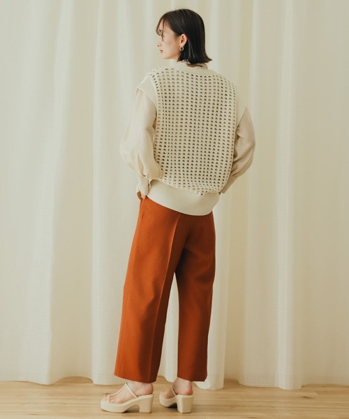 SENSE OF PLACE by URBAN RESEARCH（センスオブプレイスバイアーバンリサーチ）の「ホールメッシュキーネックニットベスト（ベスト・レディース・アイボリー/オレンジ/ブラック・ONE）」の4枚目の写真