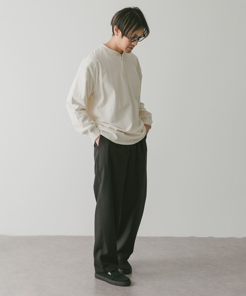 URBAN RESEARCH DOORS（アーバンリサーチドアーズ）の「配色stヘンリーネックロングスリーブTシャツ（Tシャツ/カットソー・メンズ・モカ/オフホワイト/ブルー・MEDIUM/LARGE）」の9枚目の写真